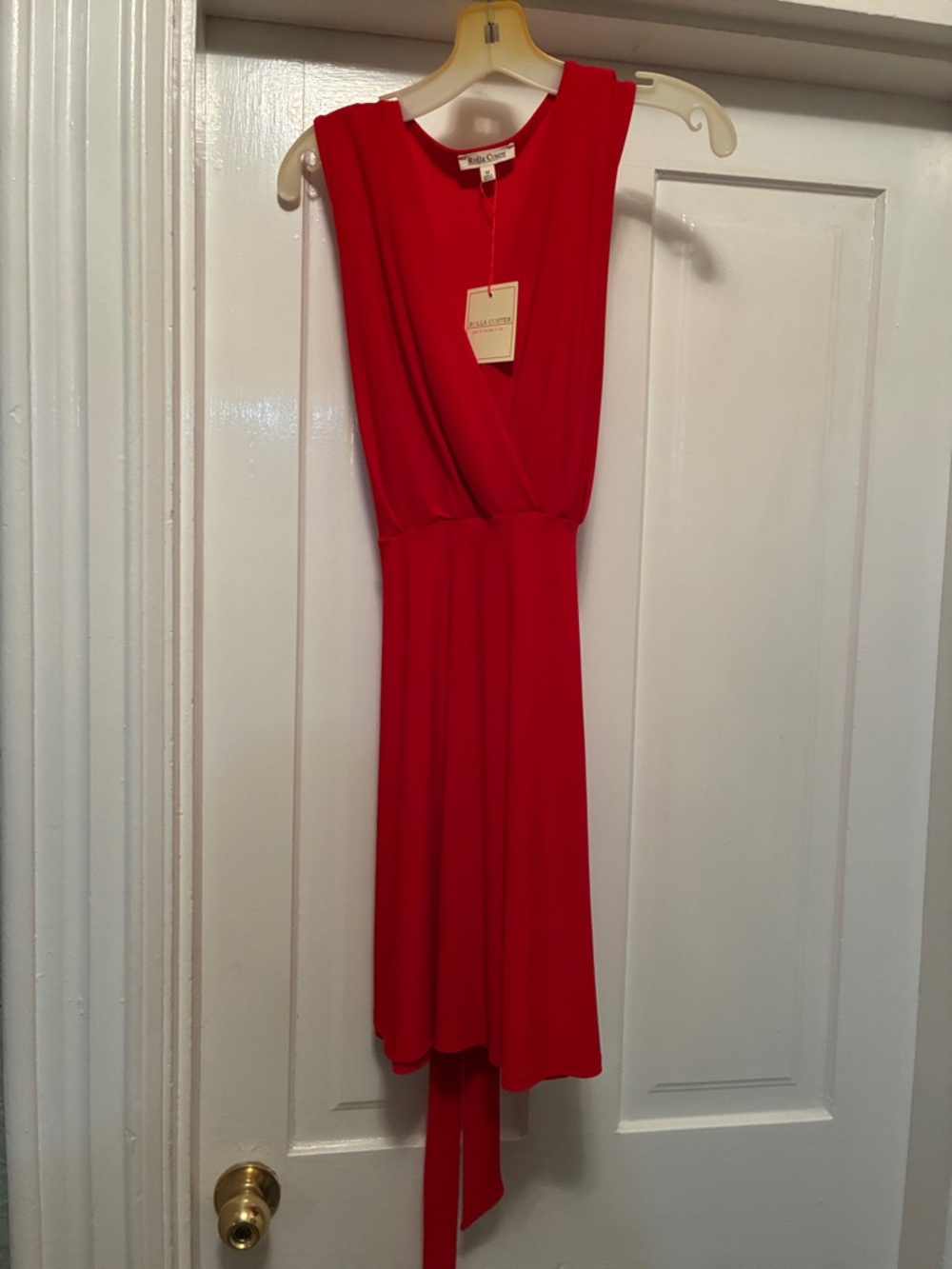 Rolla Coster Red Sleeveless Wrap-Style Midi Dress